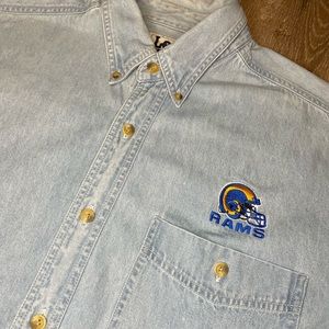 Vintage LA Rams Denim Button Down.  Lee Sport.  Men’s Large